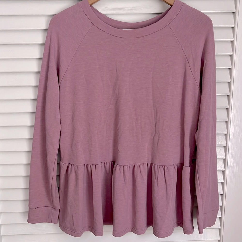 CHERISH Boutique Brand Peplum Jersey Shirt in Light Purple